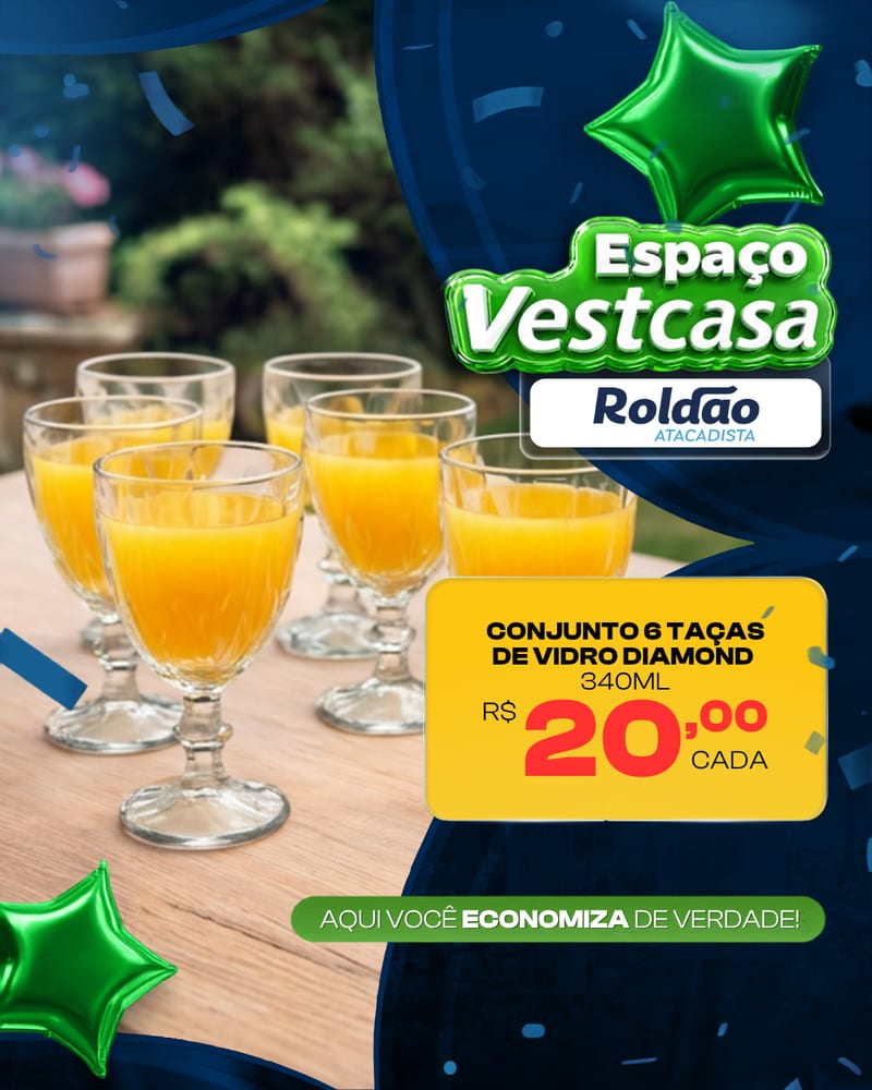 Oferta: Conjunto 6 Taças de Vidro Diamond 340 ml