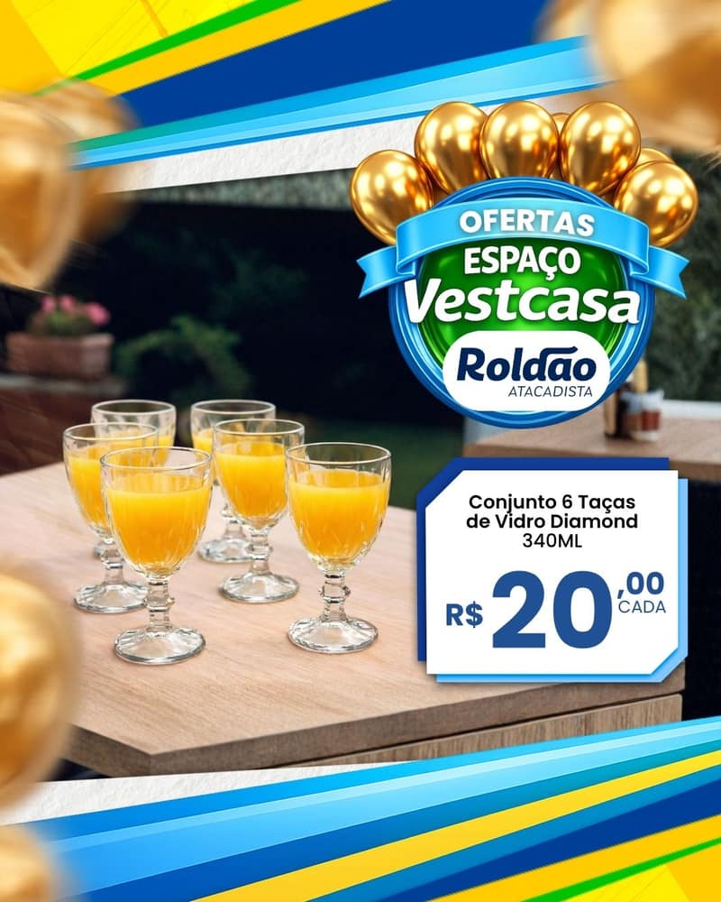 Oferta: Conjunto 6 Taças de Vidro Diamond 340 ml