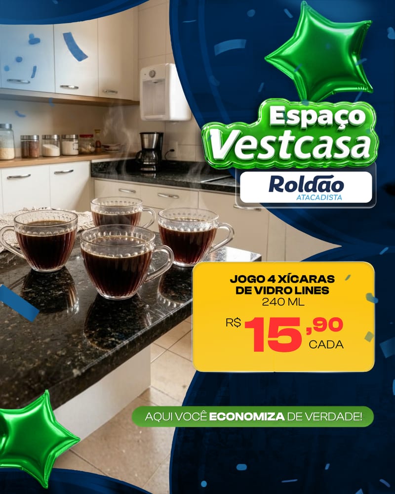 Oferta: Jogo 4 Xícaras de Vidro Lines 240 ml