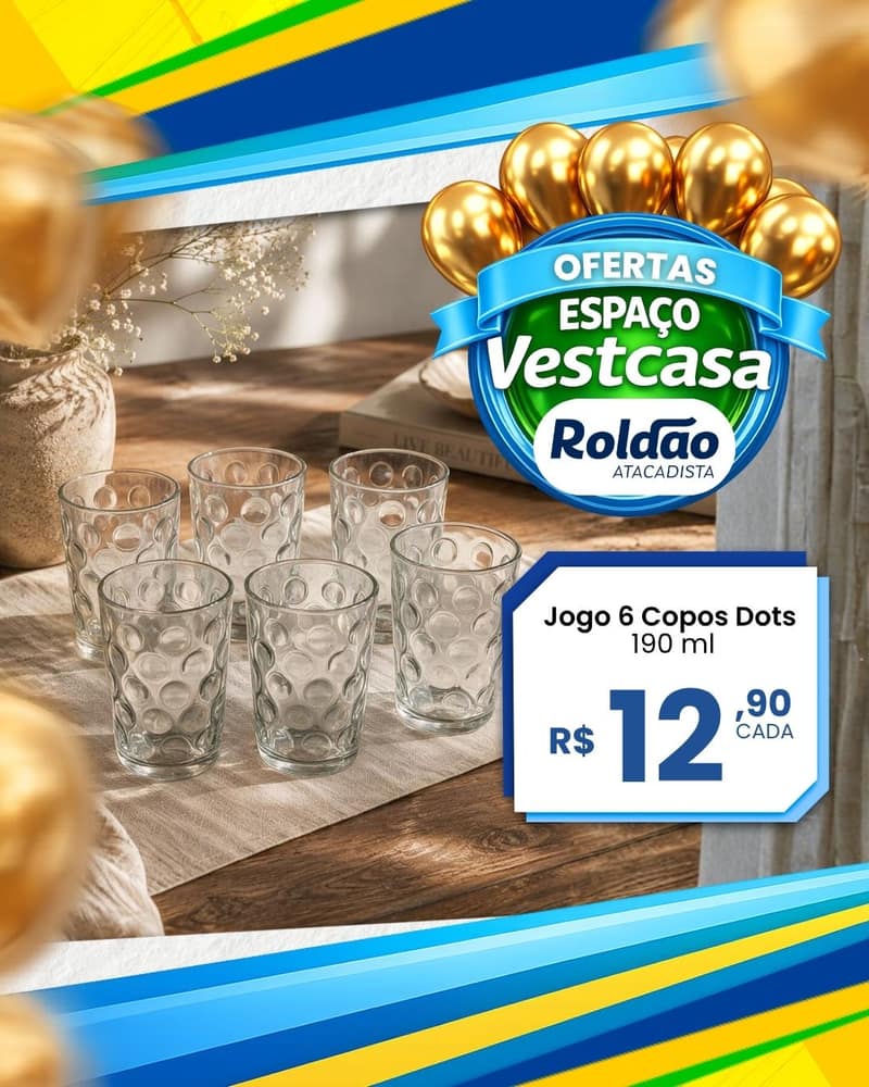 Oferta: Jogo 6 Copos Dots 190 ml